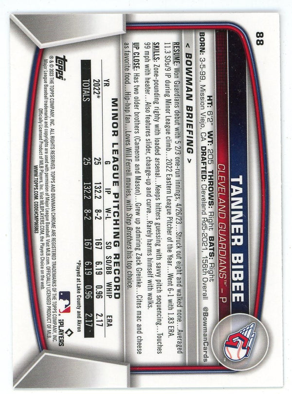 Tanner Bibee 2023 Topps Bowman Chrome #88