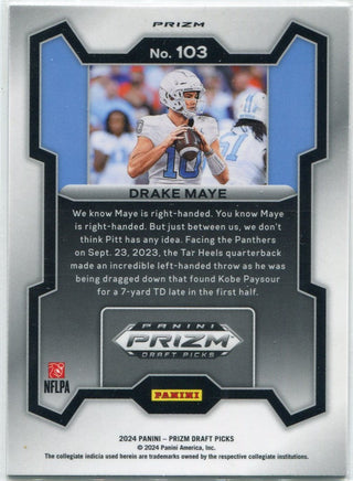 Drake Maye 2024 Panini Prizm Draft Picks Red Cracked Ice Prizm RC #103
