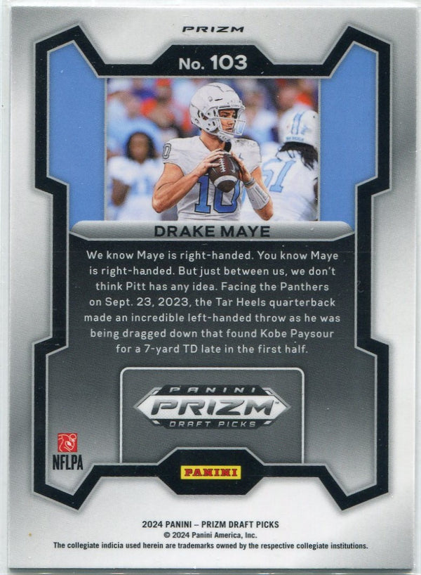 Drake Maye 2024 Panini Prizm Draft Picks Red Cracked Ice Prizm RC #103