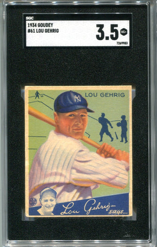 Lou Gehrig 1934 Goudey #61 SGC VG 3.5 Card