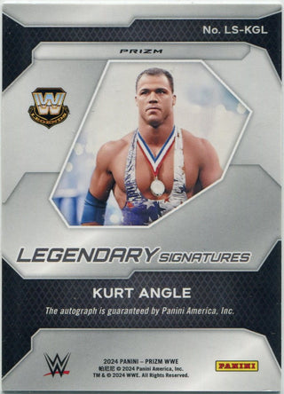 Kurt Angle 2024 Panini Prizm WWE Legendary Signatures Autographed Green Prizm Card #LS-KGL