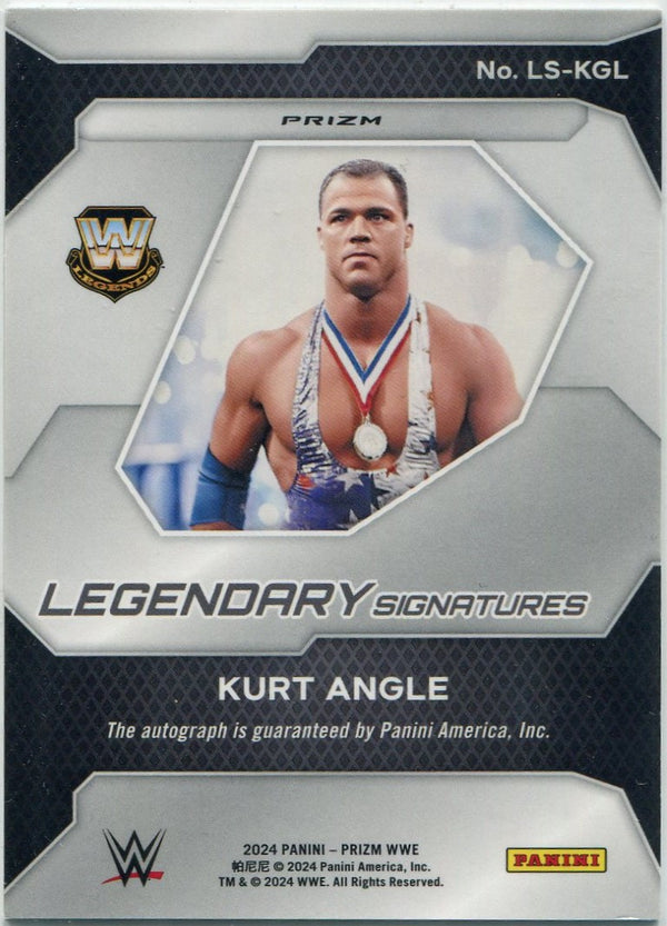 Kurt Angle 2024 Panini Prizm WWE Legendary Signatures Autographed Green Prizm Card #LS-KGL
