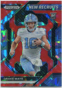 Drake Maye 2024 Panini Prizm Draft Picks New Recruits Red Cracked Ice Prizm RC #NR-DME