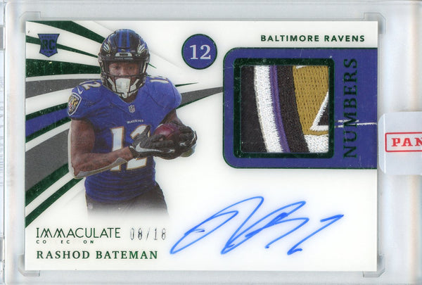 Rashod Bateman Autographed 2021 Panini Immaculate Collection Rookie Numbers Patch Card #INA-RB