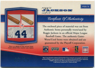 Reggie Jackson 2002 Playoff Piece Of The Game Bat Relic Card #POG-70 2/25