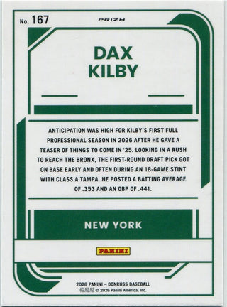 Dax Kilby 2026 Panini Donruss Optic Rated Prospect Orange Velocity Prizm RC #167