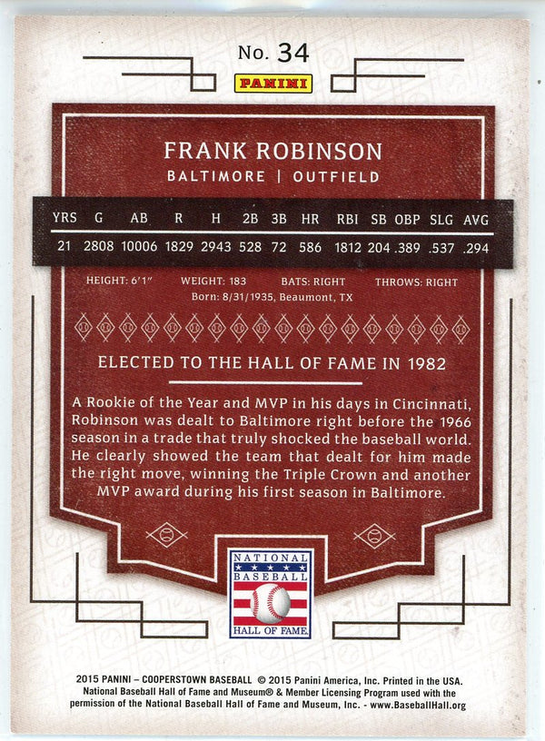 Frank Robinson 2015 Panini Cooperstown Card #34