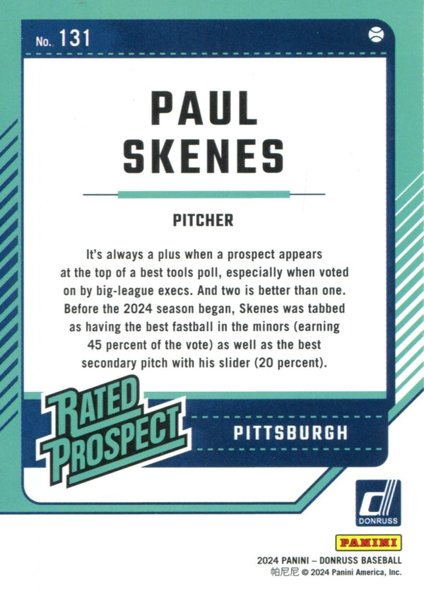 Paul Skenes 2024 Panini Rated Prospect Card