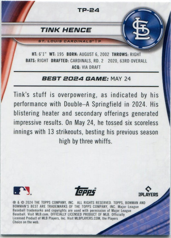 Tink Hence 2024 Bowman's Best Top Prospect Aqua Lava Refractor RC #TP-24 166/199