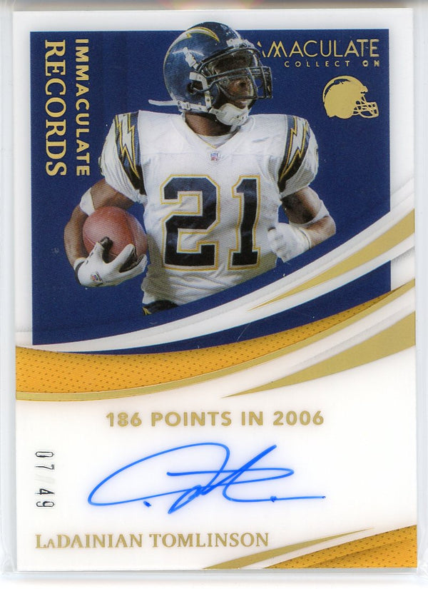 LaDainian Tomlinson Autographed 2021 Panini Immaculate Collection Reco