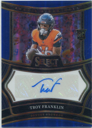 Troy Franklin 2024 Panini Select Autographed Blue Prizm RC #RSP-TFN 62/149