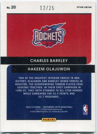 Charles Barkley/Hakeem Olajuwon 2022 - 2023 Panini Optic Contenders Legendary Tandems Green Pulsar Prizm Card #20 12/25