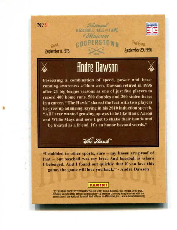 Andre Dawson 2013 Panini Cooperstown Induction #9 Card