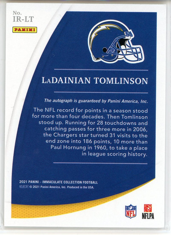 LaDainian Tomlinson Autographed 2021 Panini Immaculate Collection Records Card #IR-LT