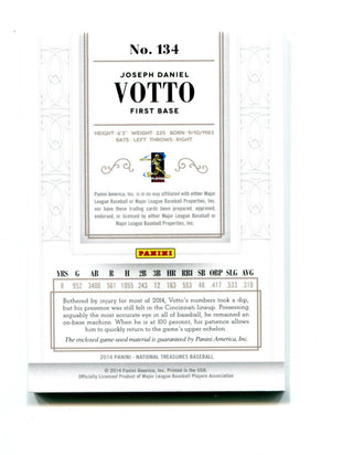 Joey Votto 2014 Panini National Treasures #134 01/25 Card