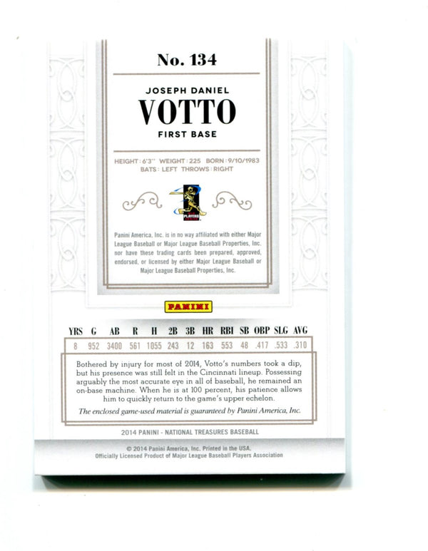 Joey Votto 2014 Panini National Treasures #134 01/25 Card