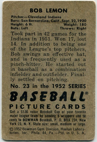 Bob Lemon 1952 Bowman Card #23