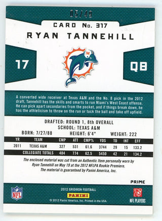 Ryan Tannehill 2012 Panini Gridiron Patch Relic #317