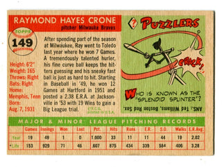 Ray Crone 1955 Topps #149 Card