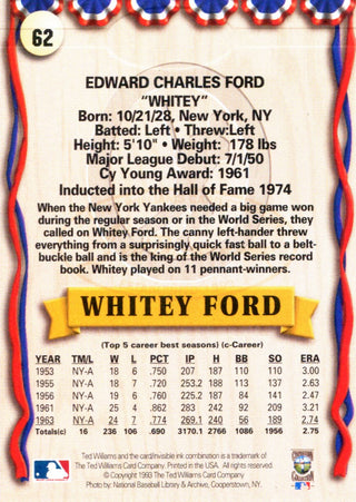 Whitey Ford Autographed 1993 The Ted Williams Card Company