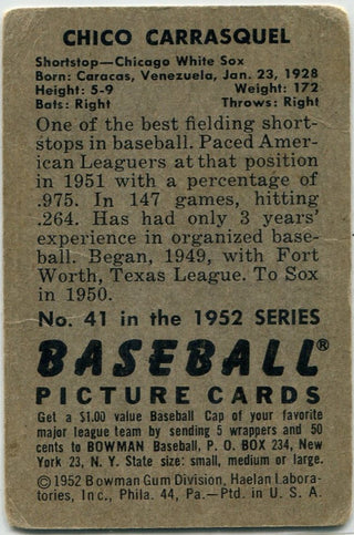 Chico Carrasquel 1952 Bowman Card #41