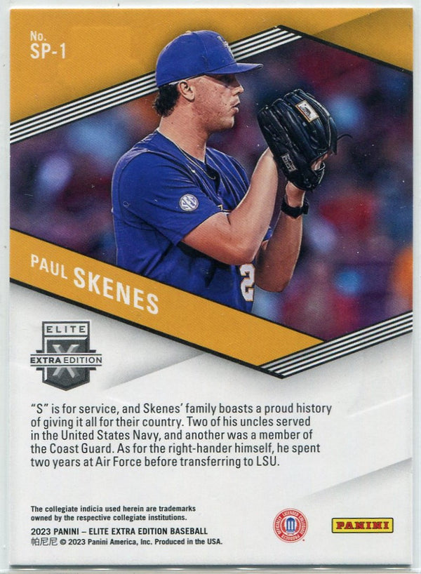 Paul Skenes 2023 Panini Elite Extra Edition Spellbound "S" Card #SP-1