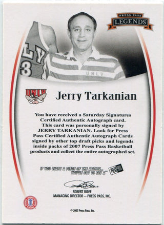 Jerry Tarkanian 2007 Press Pass Autographed Card