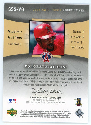 Vladimir Guerrero 2004 Upper Deck Sweet Sticks Bat Relic #SSS-VG