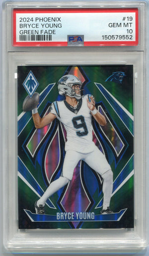 Bryce Young 2024 Panini Phoenix Green Fade Parallel Card #19 14/199 PSA Graded 10