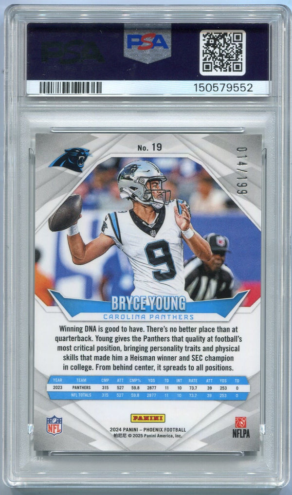 Bryce Young 2024 Panini Phoenix Green Fade Parallel Card #19 14/199 PSA Graded 10