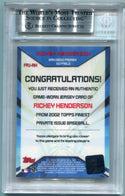 Rickey Henderson 2002 Topps Finest Jersey Relic Card #FRJ-RH BGS Graded 9