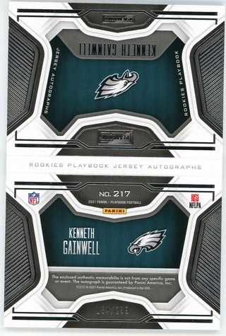 Kenneth Gainwell Autographed 2021 Panini Playbook Rookie Patch Booklet Card #217