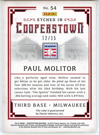 Paul Molitor 2015 Panini Cooperstown Ruby Card #54