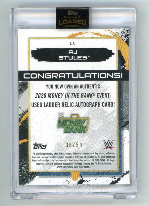 AJ Styles 2020 Topps Authentic Autograph #L-AJ Card 36/50