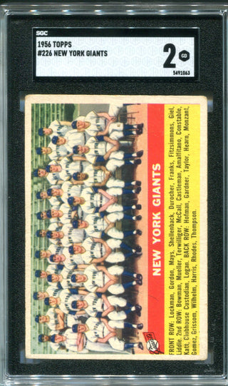 New York Giants 1956 Topps #336 SGC 2 Card