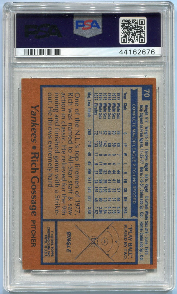Rich "Goose" Gossage 1978 Topps Autographed Card PSA Graded