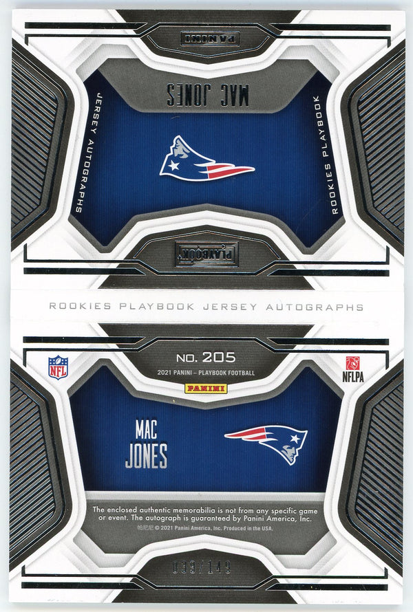 Mac Jones Autographed 2021 Panini Playbook Rookie Patch Booklet Card #205