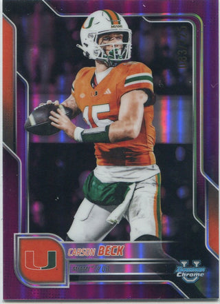 Carson Beck 2025 Bowman Chrome U Fuchsia Refractor RC #138 83/225