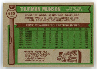 Thurman Munson 1976 Topps #650 Card