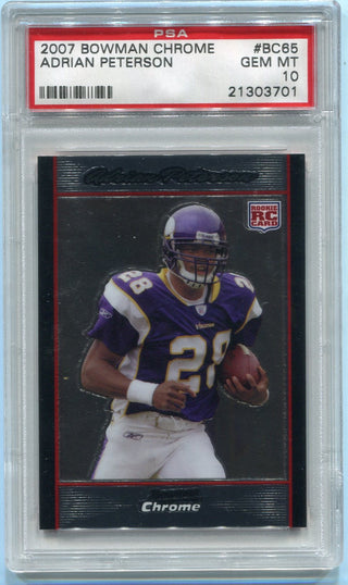 Adrian Peterson 2007 Bowman Chrome RC #BC65 PSA Graded 10