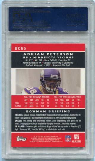 Adrian Peterson 2007 Bowman Chrome RC #BC65 PSA Graded 10
