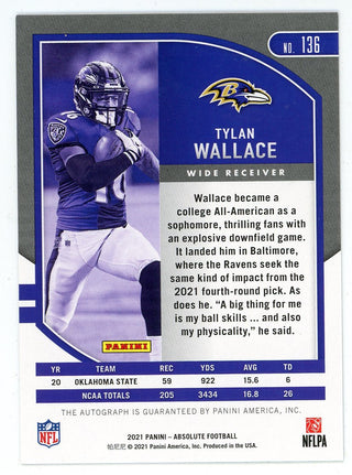 Tylan Wallace Autographed 2021 Panini Absolute RC #136