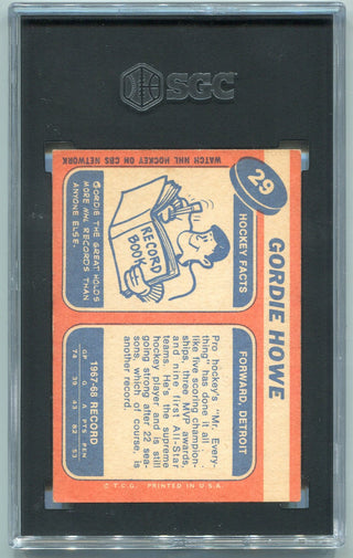 Gordie Howe 1968 - 1969 Topps Card #29 SGC Graded 4.5