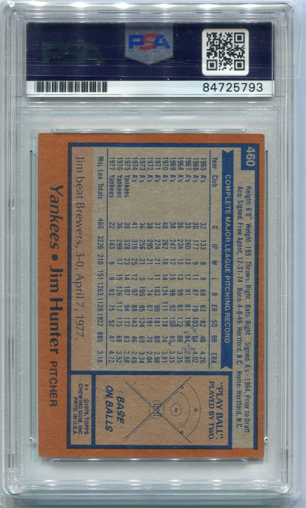 Jim Catfish Hunter 1978 Topps Autographed Card PSA Authenticated