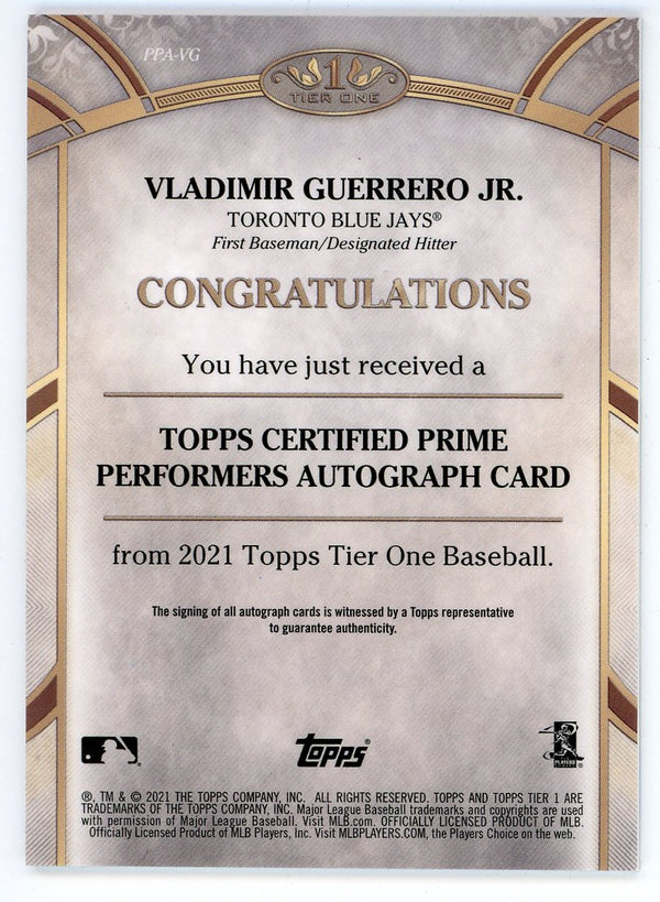 Vladimir Guerrero Jr. Autographed 2021 Topps Card #PPA-VG