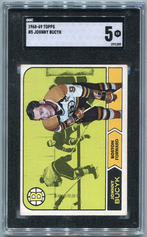 Johnny Bucyk 1968 - 1969 Topps Card #5 SGC Graded 5