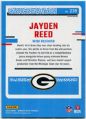 Jayden Reed 2023 Panini Donruss Optic Rated Rookie HOLO Prizm RC #239