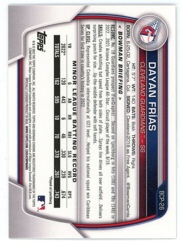 Dayan Frias 2023 Topps 1st Bowman Chrome #BCP-26