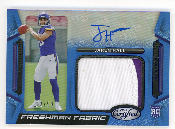 Jaren Hall 2023 Panini Certified Autographed Patch Relic #FFMS-34