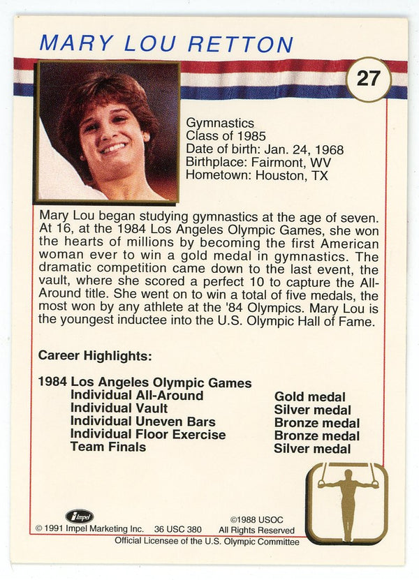 Mary Lou Retton Autographed 1991 Impel Olympic Hall of Fame Card